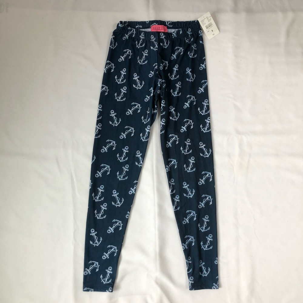 Navy and White Anchor Leggings